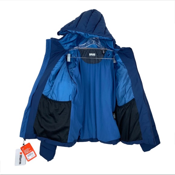 BASS OUTDOOR Glacier Hooded Hiking Puff Filled Jacket Large - Picture 4 of 11